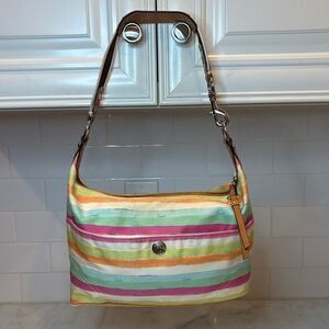 Coach Bag Purse Handbag Y2K Hampton Pastels Watercolor Stripe Hobo Shoulder Bag